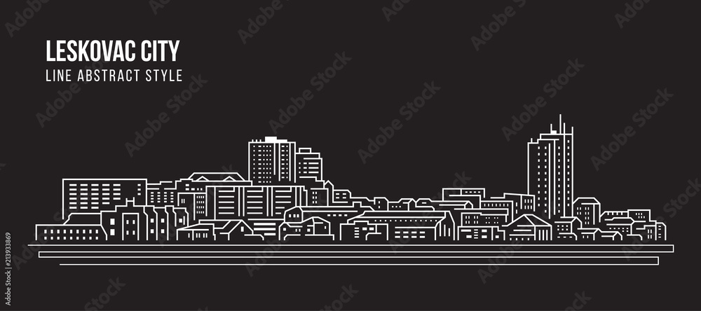 Cityscape Building Line art Vector Illustration design - Leskovac city