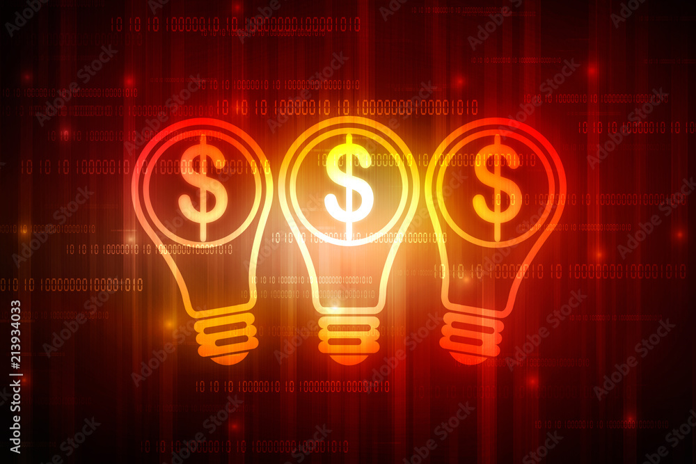 2d rendering Light bulb with dollar symbol 2d rendering Light bulb with dollar symbol