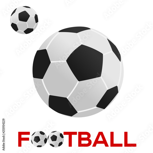 Soccer ball. Lettering Football. Fool color vector illustration in flat style isolated on white background. photo