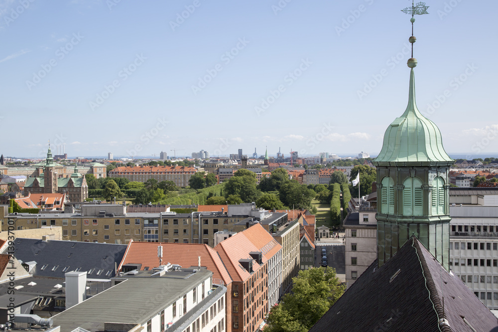 View of Copenhagen including Trinitatis Church Roof from Round Tower