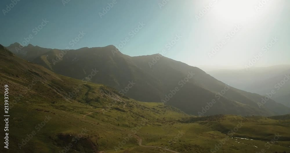 Aerial, Pyrenees Landscape Around Mirador Puerto De Sahun - graded Version Aerial, Pyrenees Landscape Around Mirador Puerto De Sahun - graded Version