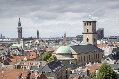 Canvas Print City Hall and Cathedral View; Copenhagen from Round Tower, Denmark
