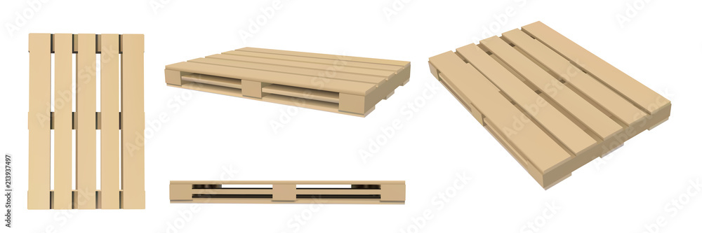 3D image of pallets. Packaging and transportation of goods. Vector illustration. Storage boxes. 3D image of pallets. Packaging and transportation of goods. Vector illustration. Storage boxes.