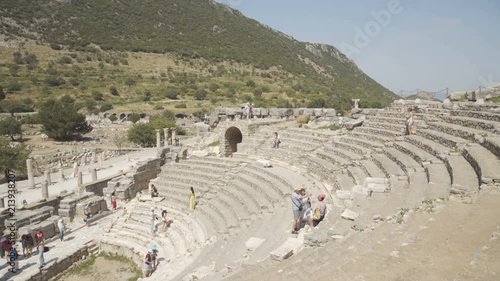 JUNE 15TH, 2018 - TURKEY, SELCUK: Tourists walks at the ancient library photo