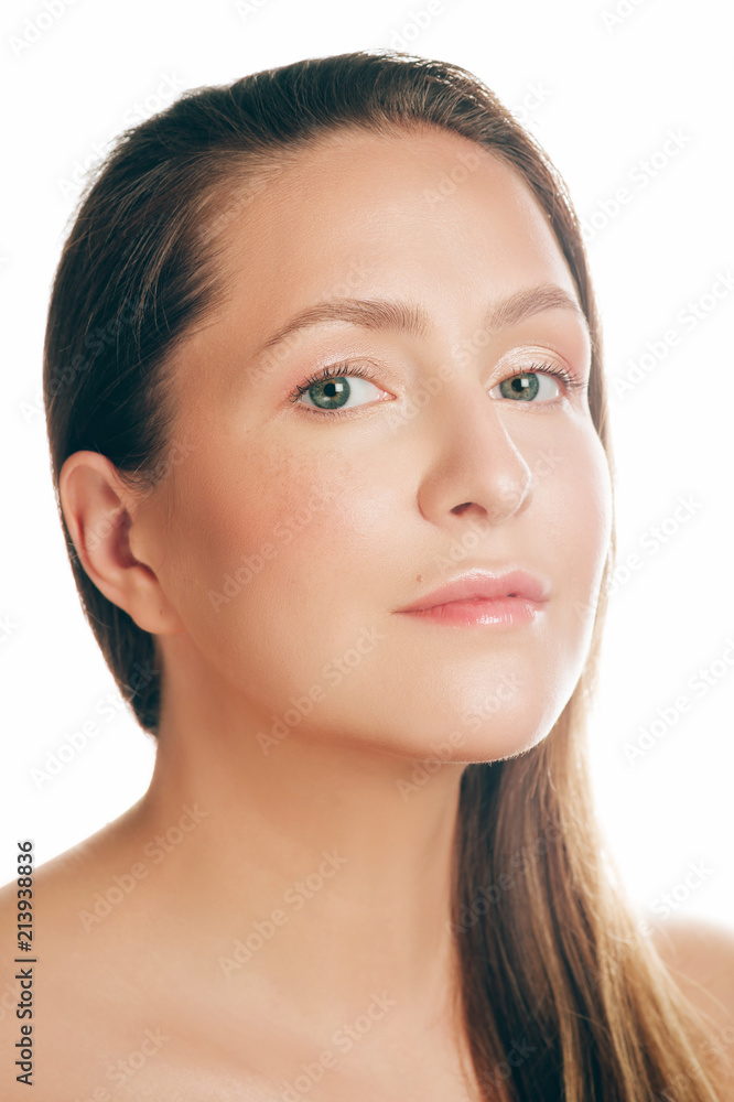 Young beautiful woman studio shot, pretty girl with soft make up Young beautiful woman studio shot, pretty girl with soft make up