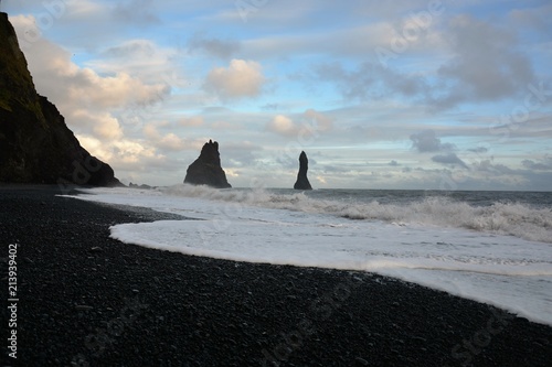 Reynisfjara Black Sand Beach caves and cliffs