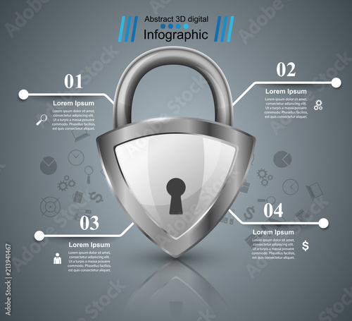 Key, lock icon. Business infographic Vector eps 10