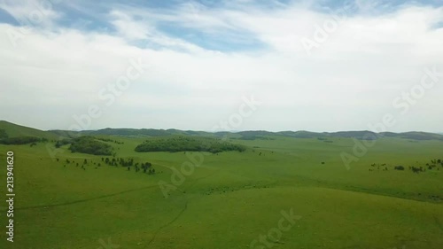 Look at the grassland from the sky