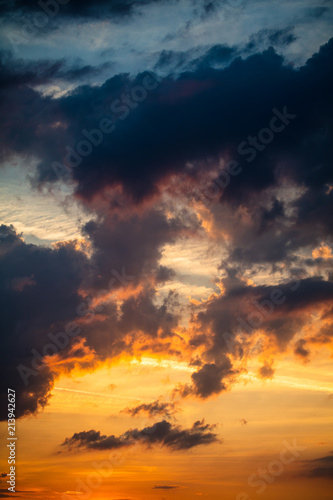 Clouds in the sky at sunset as background