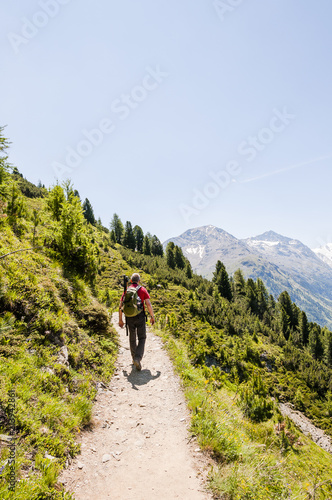 Pontresina, Val Rosen, Piz Bernina, Muottas Muragl, Wanderweg, Wanderer, Oberengadin, Graubünden, Sommer, Schweiz