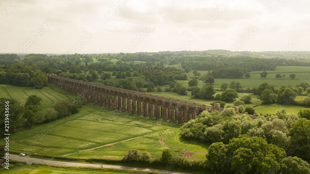 Aerial of The Ouse Valley Viaduct across the river Ouse in Sussex England 