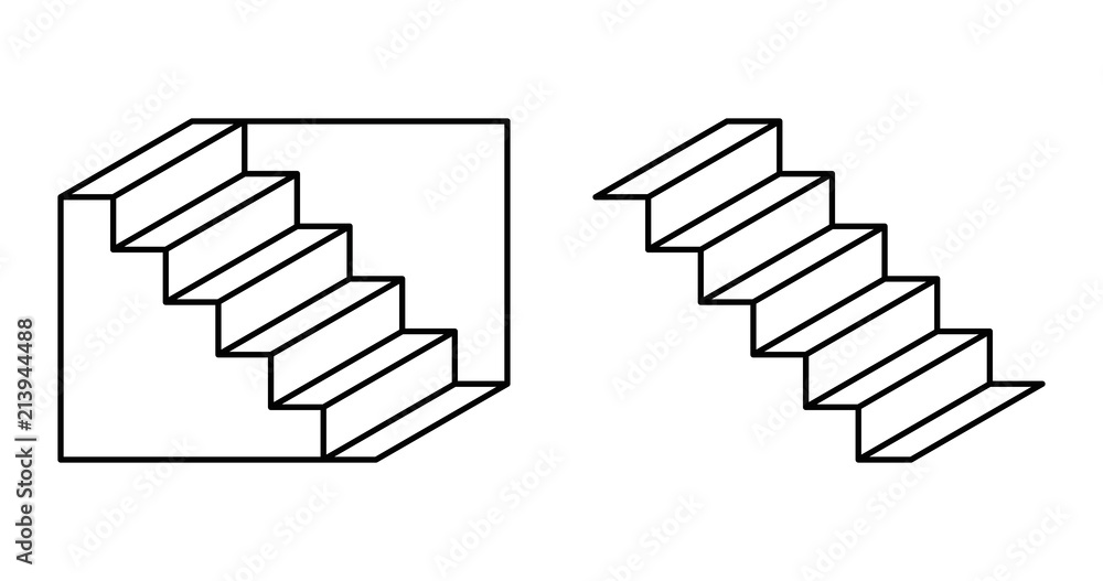 Schroeder stairs optical illusion. Drawing which may perceived as ...