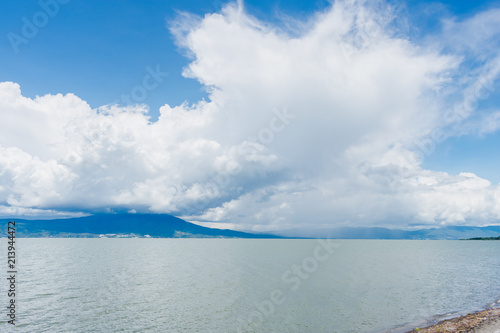 Mexico lake on cloudy day