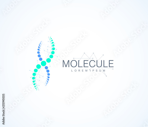 Molecule logo template, DNA helix icon. Vector illustration.