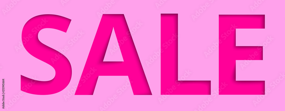 Сarved from paper sale sign on pink background. Сarved from paper sale sign on pink background.
