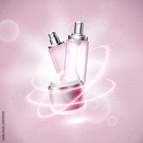 Cosmetics template for ads. Graphic concept for your design.