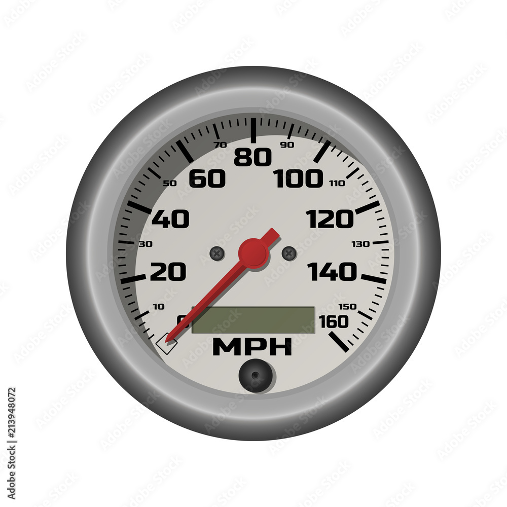 Car speedometer in a realistic style. Measuring instrument of retro auto. 3d isolated image. Vector illustration Car speedometer in a realistic style. Measuring instrument of retro auto. 3d isolated image. Vector illustration