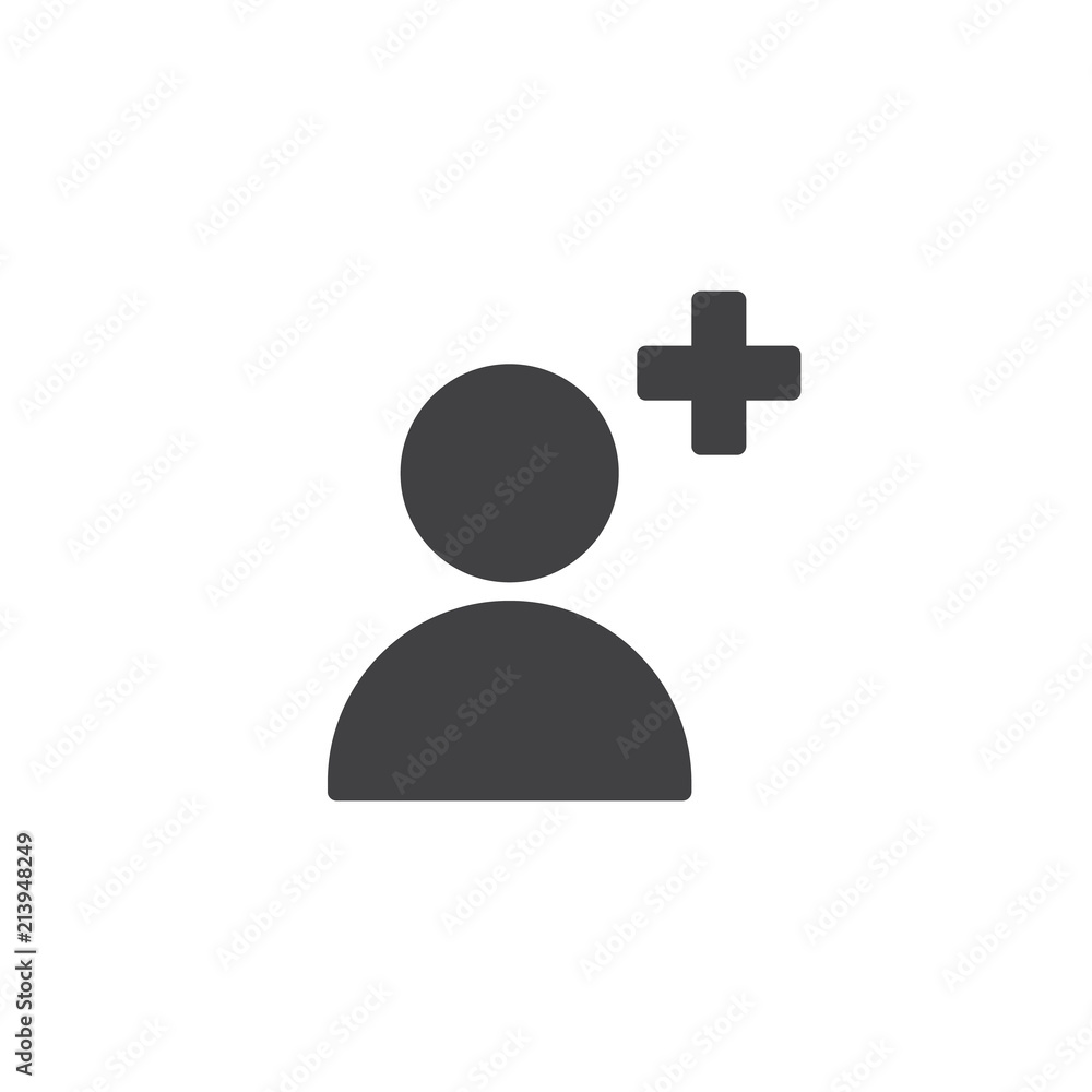 Add User vector icon. filled flat sign for mobile concept and web design. Follower user simple solid icon. Profile Avatar plus symbol, logo illustration. Pixel perfect vector graphics Add User vector icon. filled flat sign for mobile concept and web design. Follower user simple solid icon. Profile Avatar plus symbol, logo illustration. Pixel perfect vector graphics