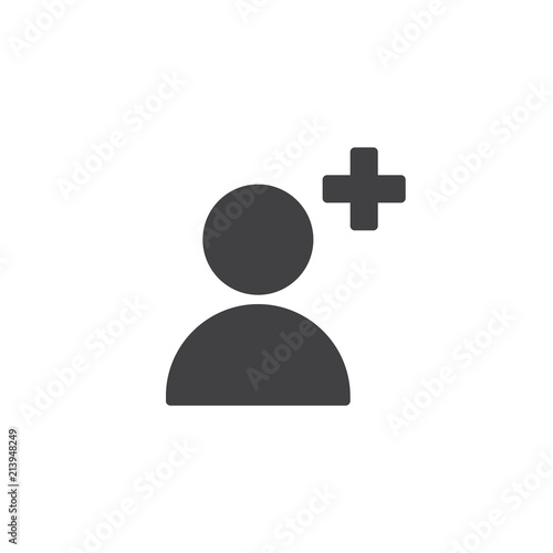Add User vector icon. filled flat sign for mobile concept and web design. Follower user simple solid icon. Profile Avatar plus symbol, logo illustration. Pixel perfect vector graphics photo