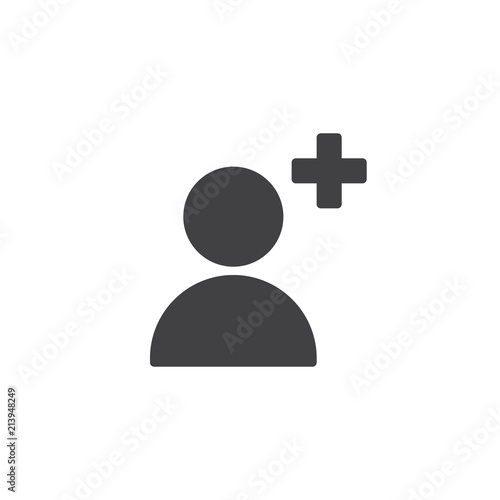 Add User vector icon. filled flat sign for mobile concept and web design. Follower user simple solid icon. Profile Avatar plus symbol, logo illustration. Pixel perfect vector graphics