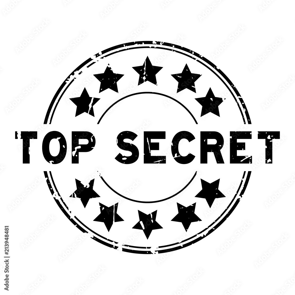Grunge black top secret word with star icon rubber seal stamp on white background Grunge black top secret word with star icon rubber seal stamp on white background