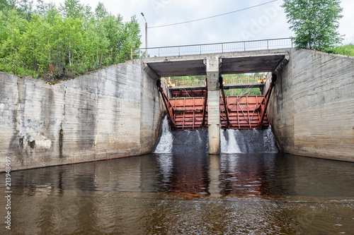 Release of water at a dam wall photo