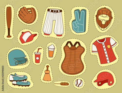 Baseball sport competition game team symbol softball play cartoon icons design sporting equipment vector illustration