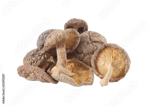 Dry Shiitake mushrooms isolated on white background