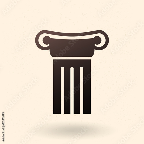 Vector Black Silhouette Icon - Antique Greek Column