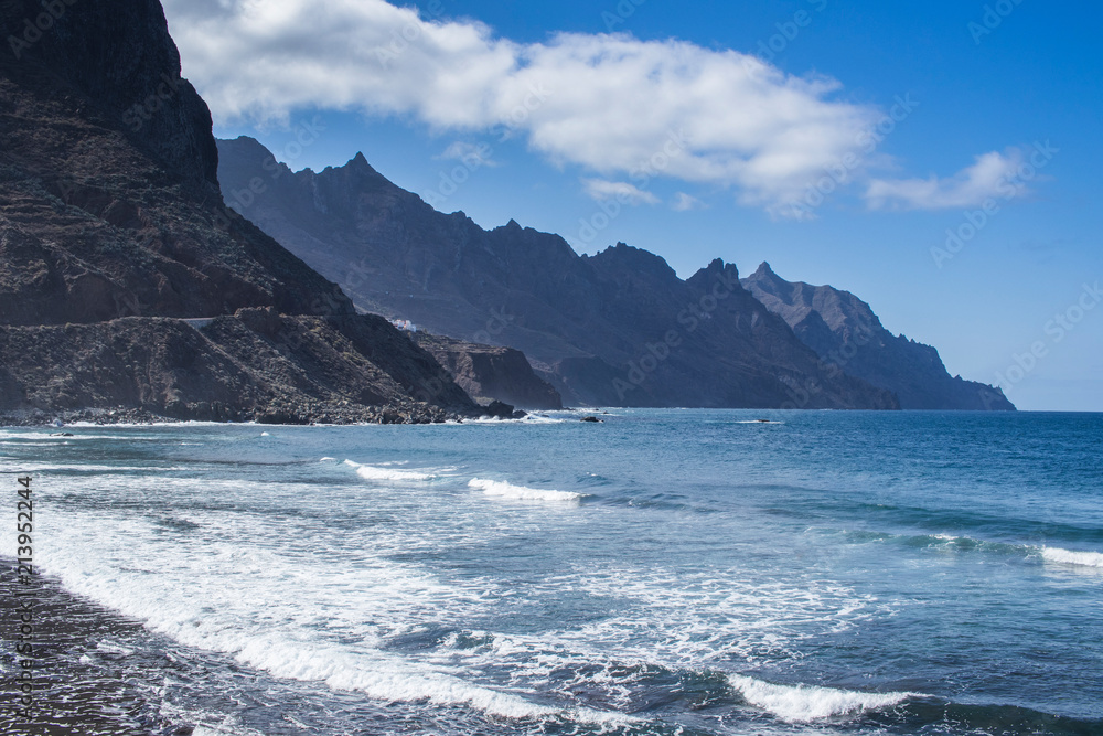 Beach of Roque de las Bodegas in Tenerife, Spain. Beach of Roque de las Bodegas in Tenerife, Spain.