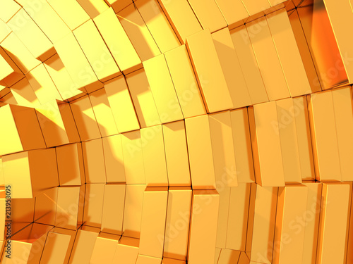 Golden cubes abstract futuristic background