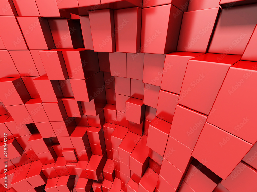 Fototapeta 3d red abstract background of cubes
