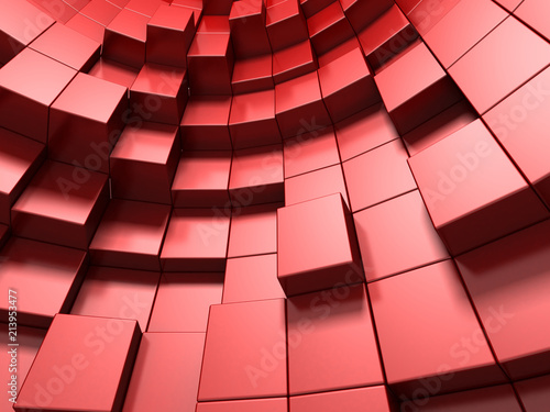 3d red abstract background of cubes