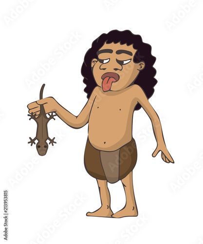 paleolithic diet, cave boy caught lizard