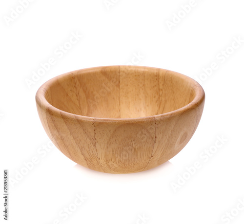 wooden bowl on white background
