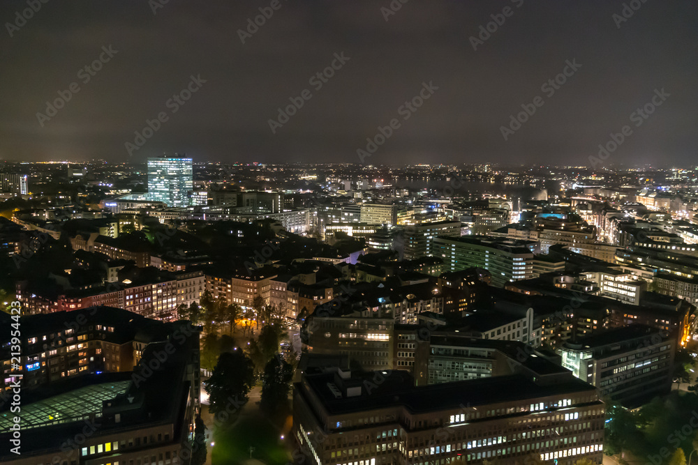 Obraz premium Scenic of hamburg night cityscape