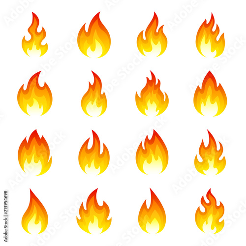 Fire flame icon set