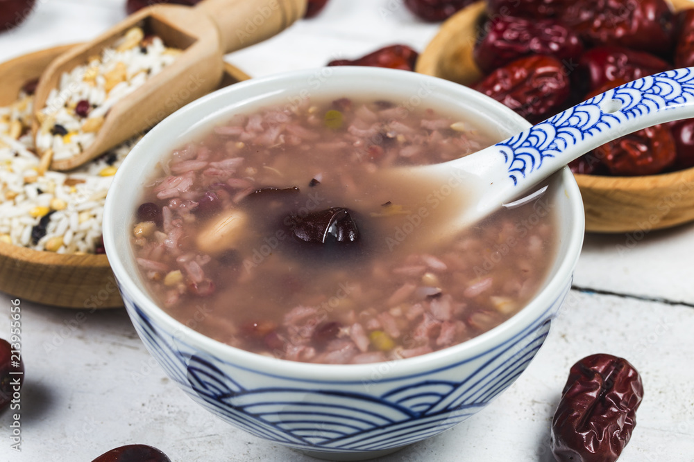 Eight Treasure Congee on traditional chinese festive porridge, Eight Treasure Congee on traditional chinese festive porridge,