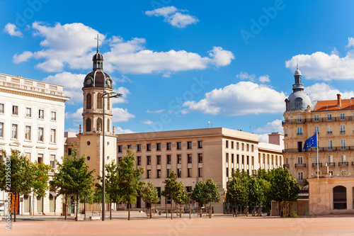 Fototapeta Naklejka Na Ścianę i Meble -  Bell tower and Armenian memorial at Place Poncet