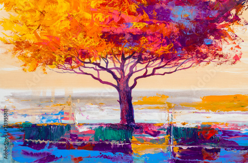 Tree oil painting, artistic...