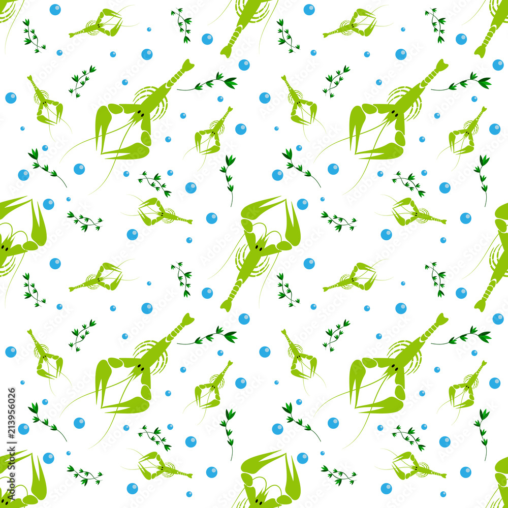 Seamless seafood pattern with langoustine. River lobster, shrimp, crayfish or crustacean delicacies. Food background. Great for seafood restaurant menu or kitchen decor. Seamless seafood pattern with langoustine. River lobster, shrimp, crayfish or crustacean delicacies. Food background. Great for seafood restaurant menu or kitchen decor.