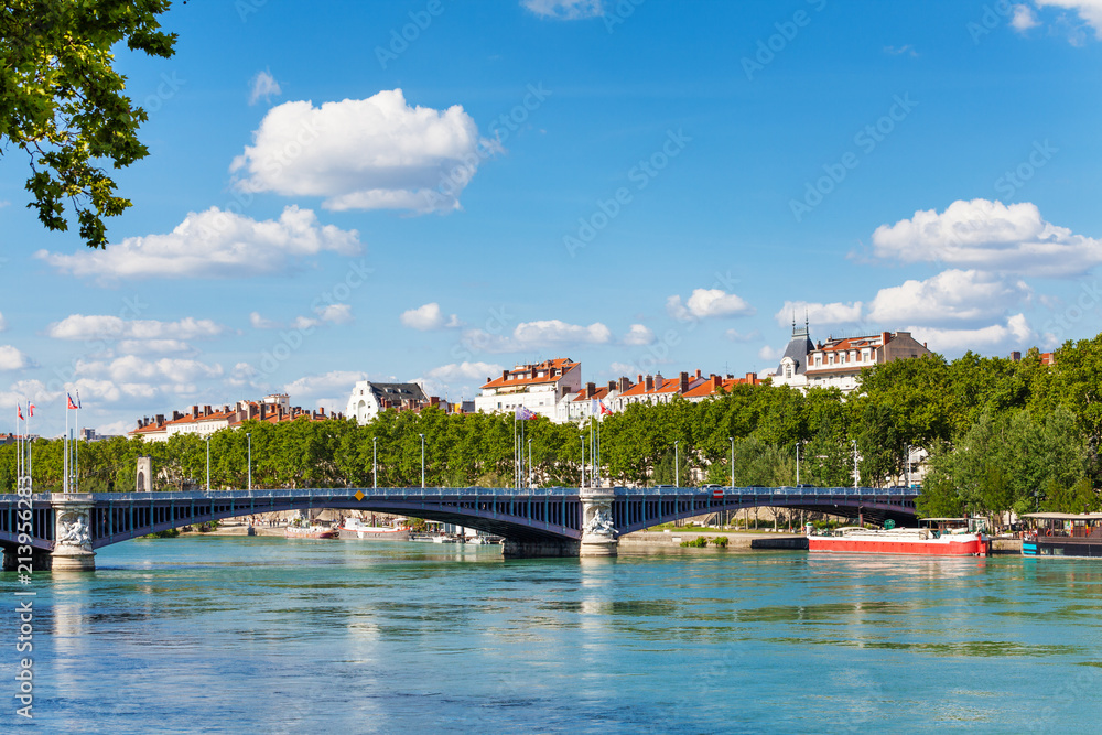 Lafayette bridge across the Rhone River in Lyon
