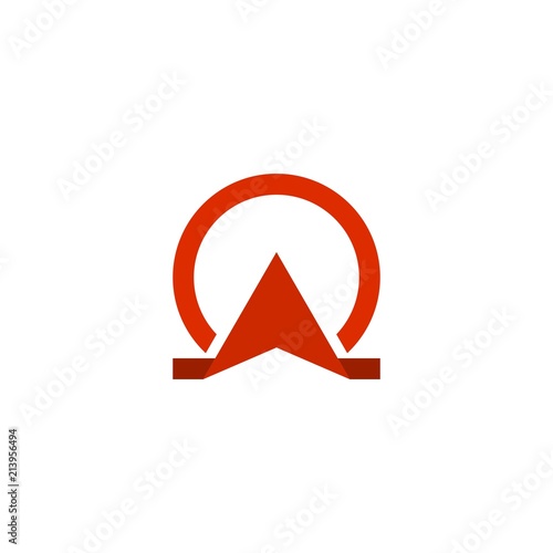 Red omega symbol, for a building business with omega name initial.