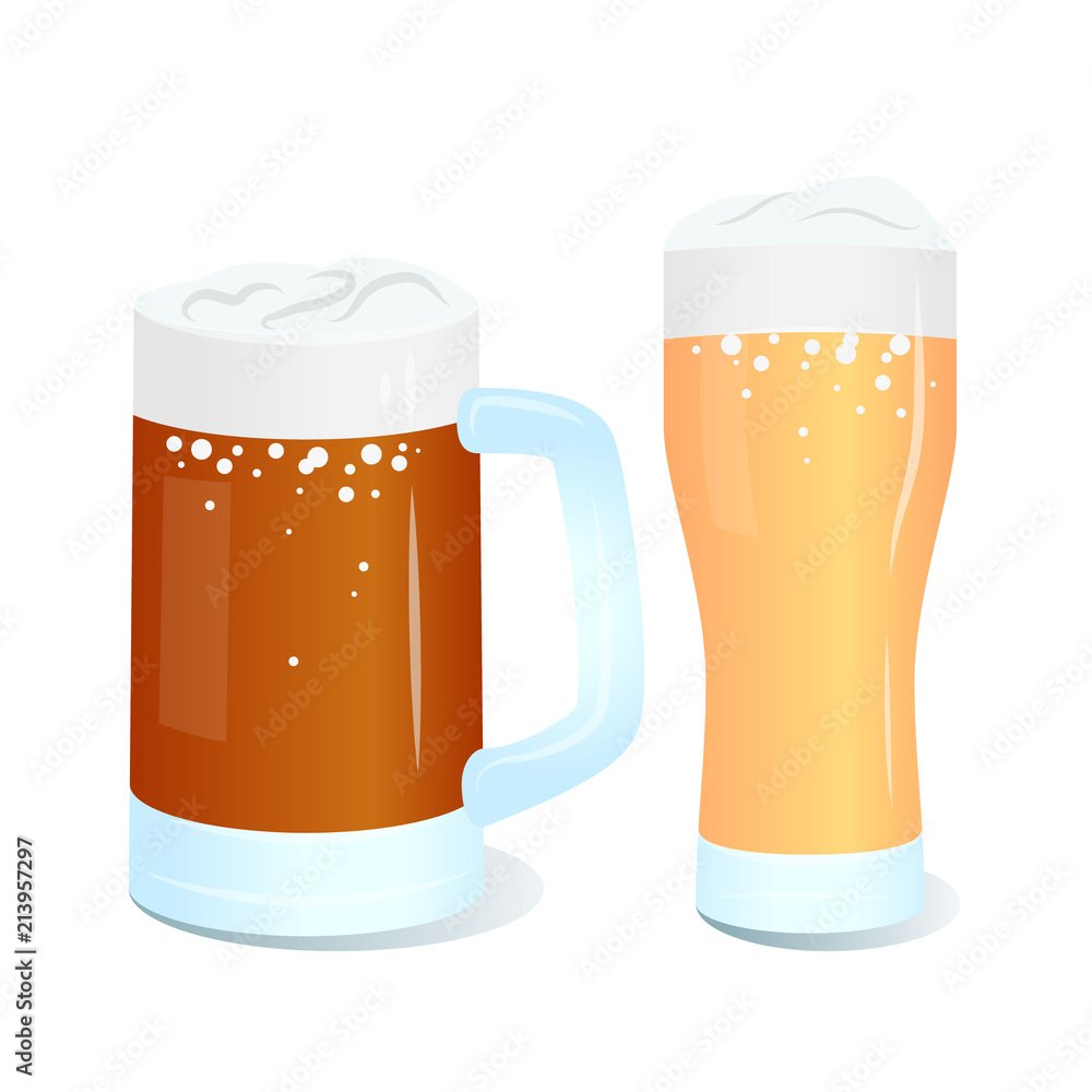 Set of beer glasses icons. Can be used for alcohol drinks menu design. Set of beer glasses icons. Can be used for alcohol drinks menu design.