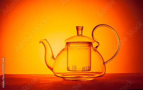 tea infuser glass for a skylight on a bright colored background