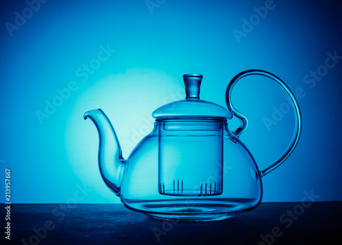 tea infuser glass for a skylight on a bright colored background