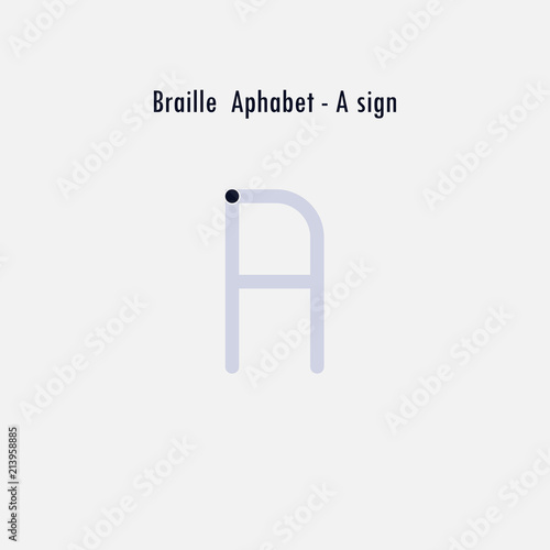 Creative english version of Braille alphabet design element.Braille alphabet letters.Classic emblem.Elegant dynamic alphabet letters.Flat web design icon.Vector illustration.