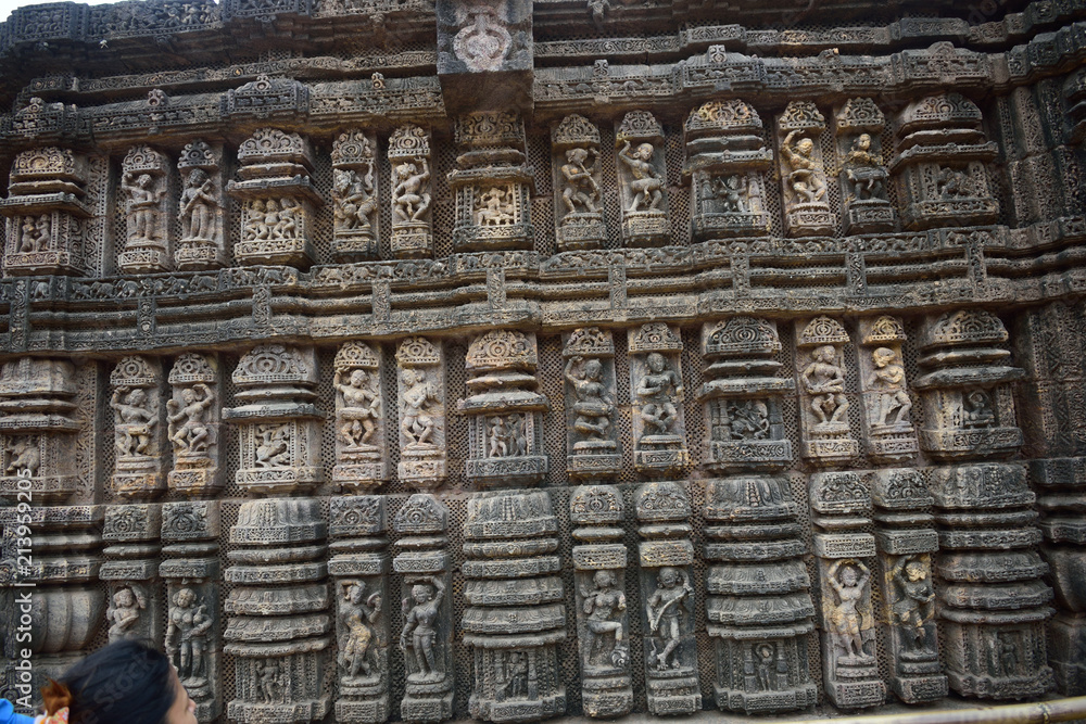 The wall of Sun temple Konark.  India