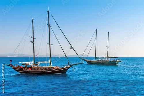 Kalymnos Island, Greece; 23 October 2010: Bodrum Cup Races, Gulet Wooden Sailboats