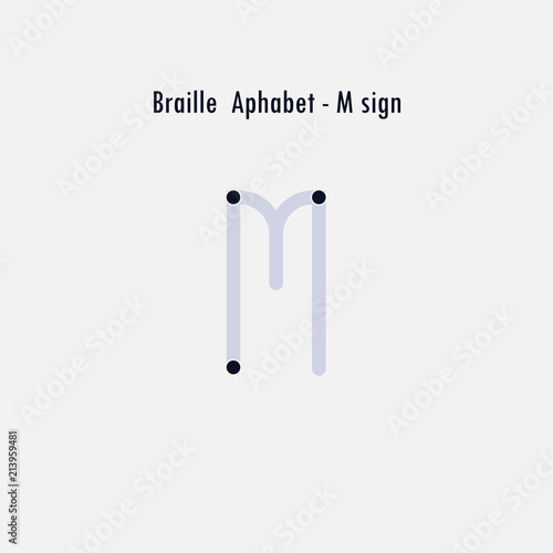 Creative english version of Braille alphabet design element.Braille alphabet letters.Classic emblem.Elegant dynamic alphabet letters.Flat web design icon.Vector illustration.